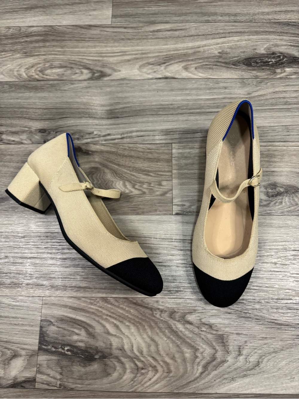 Rothy's The Mary Jane Heel Cream Knit Captoe Round Shoe in Cream Size 11